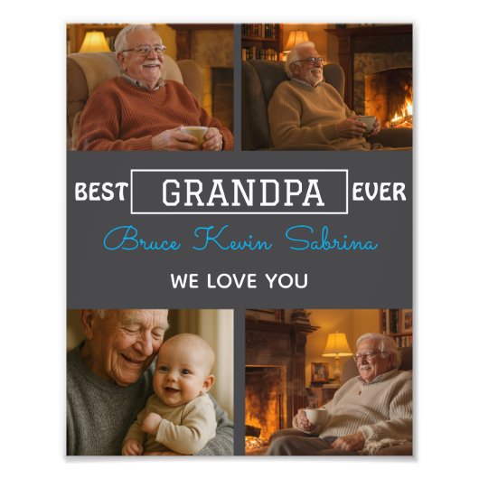 Beste Opa Ooit Foto Collage Afdruk (Voorkant)