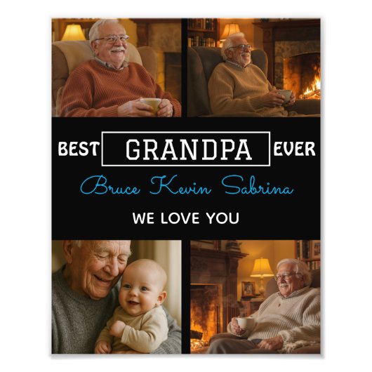 Beste Opa Ooit Foto Collage Afdruk (Voorkant)