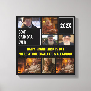 Beste Opa Ooit Foto Collage en Aangepaste Tekst Canvas Afdruk