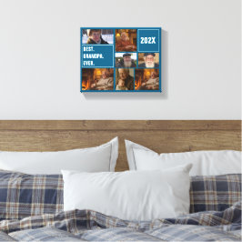 Beste Opa Ooit Foto Collage en Aangepaste Tekst Canvas Afdruk