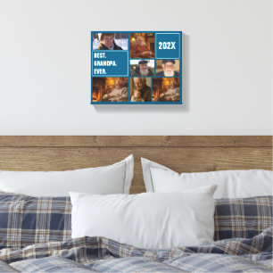 Beste Opa Ooit Foto Collage en Aangepaste Tekst Canvas Afdruk