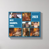 Beste Opa Ooit Foto Collage en Aangepaste Tekst Canvas Afdruk (Voorkant)