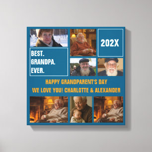 Beste Opa Ooit Foto Collage en Aangepaste Tekst Canvas Afdruk