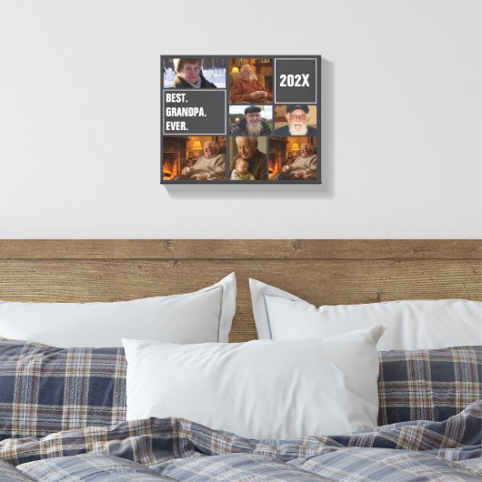 Beste Opa Ooit Foto Collage en Aangepaste Tekst Canvas Afdruk (Insitu (Slaapkamer))