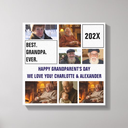 Beste opa ooit foto collage en aangepaste tekst canvas afdruk (Voorkant)