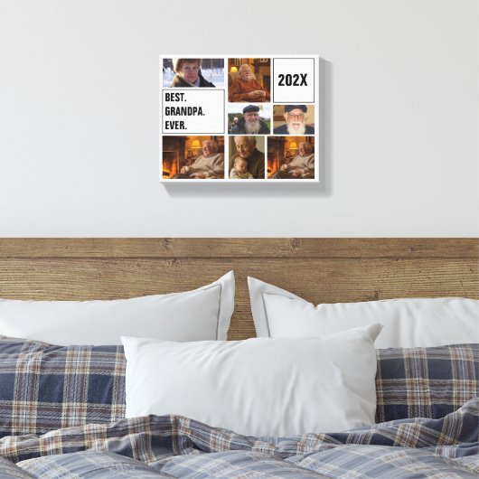 Beste Opa Ooit Foto Collage en Aangepaste Tekst Canvas Afdruk (Insitu (Slaapkamer))