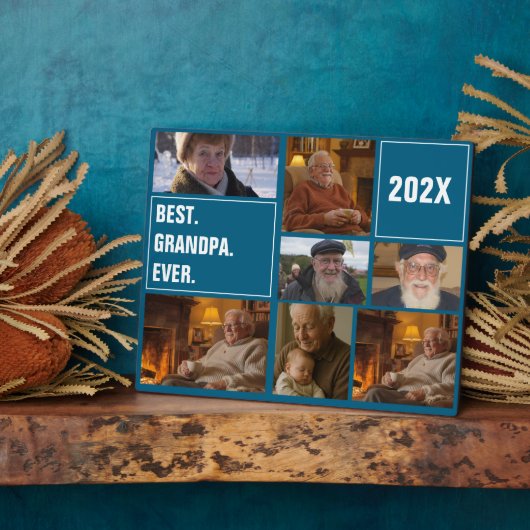 Beste Opa Ooit Foto Collage en Aangepaste Tekst Fotoplaat (Zijkant)