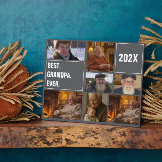 Beste Opa Ooit Foto Collage en Aangepaste Tekst Fotoplaat (Zijkant)