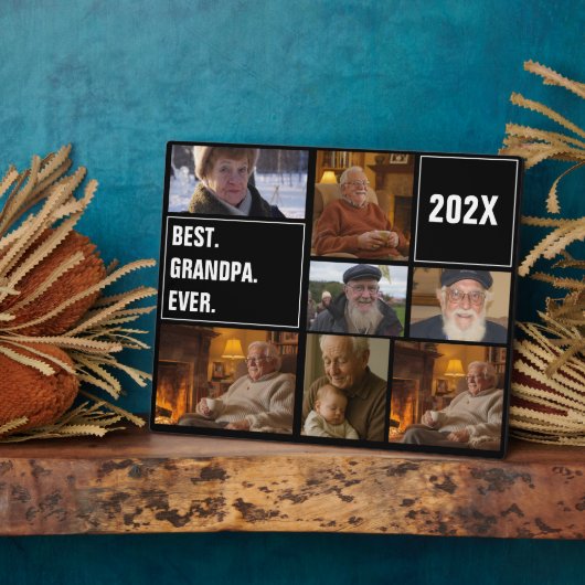 Beste Opa Ooit Foto Collage en Aangepaste Tekst Fotoplaat (Zijkant)