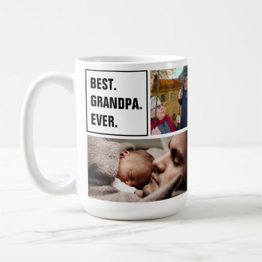 Beste Opa Ooit Foto Collage en Aangepaste Tekst Koffiemok (Links)