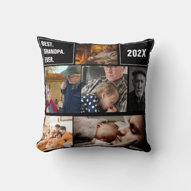 Beste opa ooit foto collage en aangepaste tekst kussen (Voorkant)