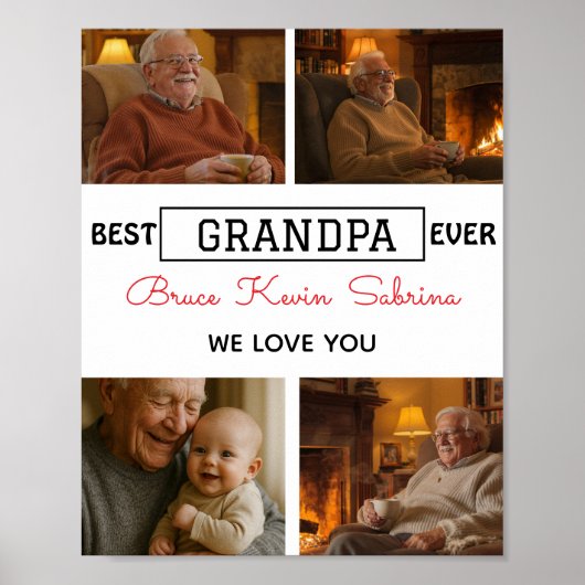 Beste Opa Ooit Foto Collage Poster (Voorkant)