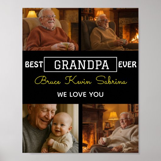 Beste Opa Ooit Foto Collage Poster (Voorkant)