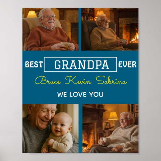 Beste Opa Ooit Foto Collage Poster (Voorkant)
