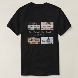Beste opa ooit foto Collage White Script Black T-shirt