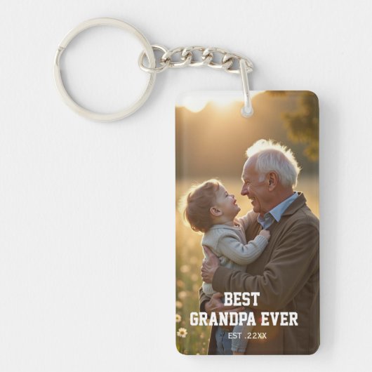 Beste opa ooit foto gepersonaliseerd  sleutelhanger (Voorkant)