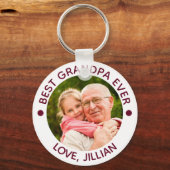 BESTE OPA OOIT Foto Gepersonaliseerde Maroon Sleutelhanger (Achterkant)