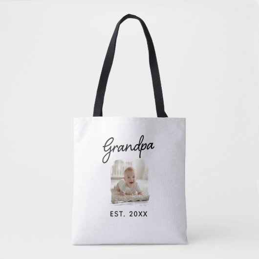 Beste Opa Ooit Foto Gesticht Jaar Tote Bag (Voorkant)