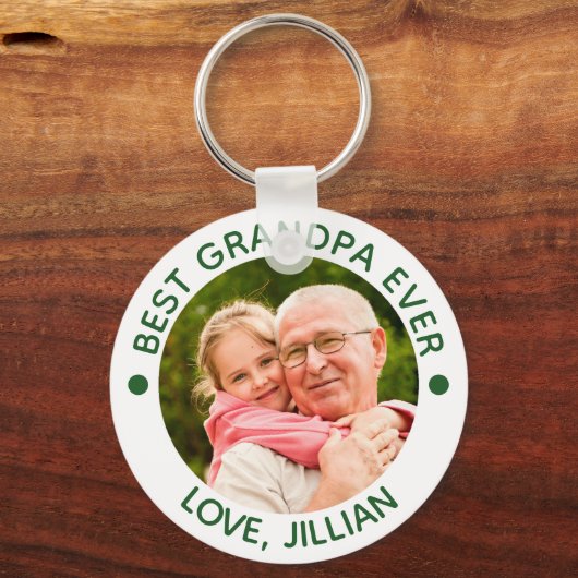 BESTE OPA OOIT Foto Groen Sleutelhanger (Achterkant)