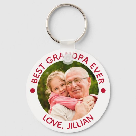 BESTE OPA OOIT Foto Rood Sleutelhanger (Achterkant)