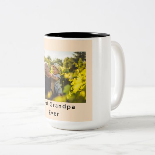 Beste opa ooit foto Two Tone koffie Mok (Voorkant rechts)