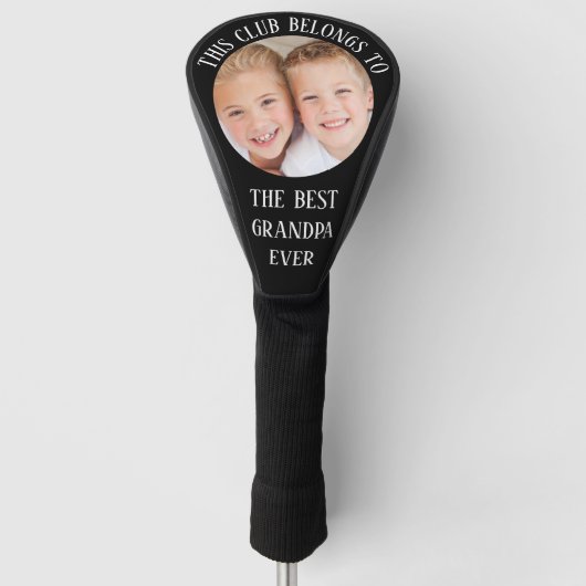 Beste Opa Ooit Foto Zwart Golfheadcover (Voorkant)