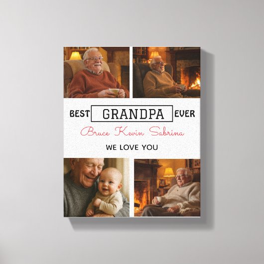 Beste Opa Ooit Fotocollage Canvas Afdruk (Voorkant)