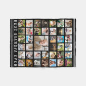 BESTE OPA OOIT Fotocollage Zwart Fleece Deken (Voorkant (Horizontaal))