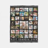 BESTE OPA OOIT Fotocollage Zwart Fleece Deken (Voorkant)