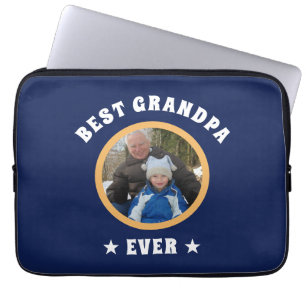 Beste opa ooit Gepersonaliseerde familiefoto Laptop Sleeve