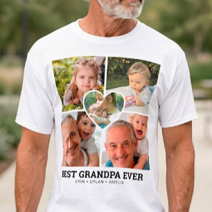 "Beste Opa Ooit" Gepersonaliseerde Fotocollage T-shirt