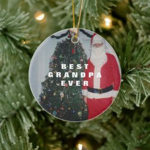 Beste Opa Ooit Gepersonaliseerde Gouden Glitter Keramisch Ornament