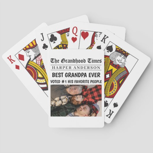 Beste opa ooit gepersonaliseerde krantenfoto pokerkaarten (Achterkant)