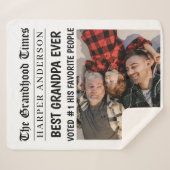 Beste opa ooit gepersonaliseerde krantenfoto sherpa deken (Voorkant (horizontaal))