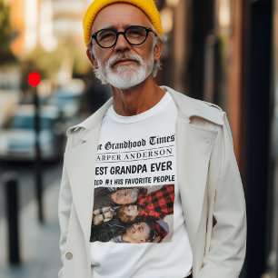 Beste opa ooit gepersonaliseerde krantenfoto t-shirt