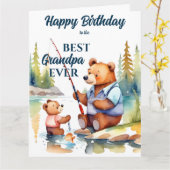 Beste opa ooit geschenken schattige visser teddybe kaart (Gele Bloem)