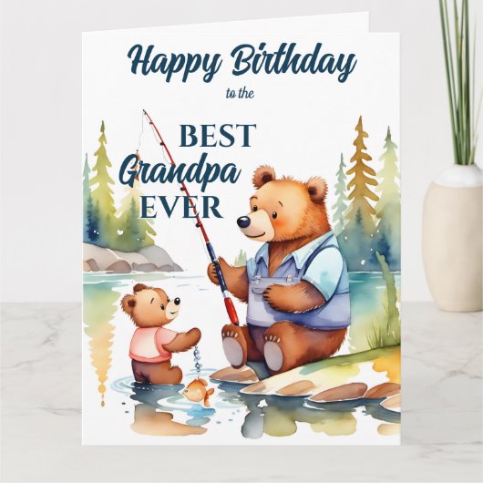 Beste opa ooit geschenken schattige visser teddybe kaart (Voorkant)