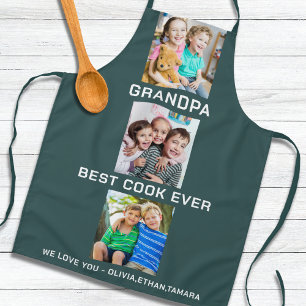 Beste Opa Ooit Grootkinderen 3 Foto Collage Groen Schort
