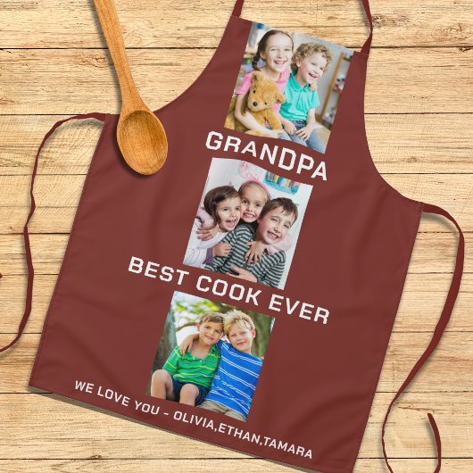 Beste Opa Ooit Grootkinderen 3 Foto Collage Maroon Schort