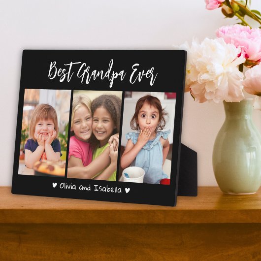 Beste Opa Ooit Grootkinderen 3 Foto Collage Zwart Fotoplaat