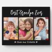 Beste Opa Ooit Grootkinderen 3 Foto Collage Zwart Fotoplaat (Voorkant)