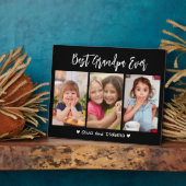 Beste Opa Ooit Grootkinderen 3 Foto Collage Zwart Fotoplaat (Zijkant)
