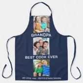 Beste Opa Ooit Grootkinderen 3 Photo Collage Navy Schort (Voorkant)