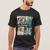 Beste Opa Ooit Grootkinderen 4 Foto Collage Zwart T-shirt (Voorkant)