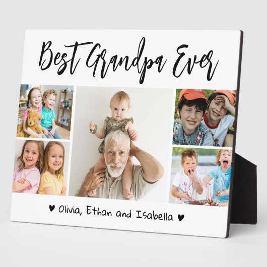 Beste Opa Ooit Grootkinderen 5 Foto Collage Wit Fotoplaat (Zijkant)