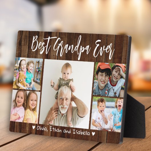 Beste Opa Ooit Grootkinderen 5 Foto Rustiek Hout Fotoplaat
