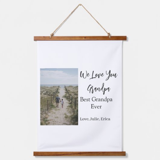 Beste Opa Ooit Grootouders Foto Cadeaus Classic Hangend Wandkleed (Voorkant)