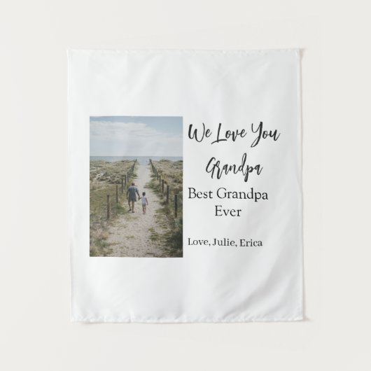 Beste Opa Ooit Grootouders Foto Cadeaus Classic Wandkleed (Voorkant)