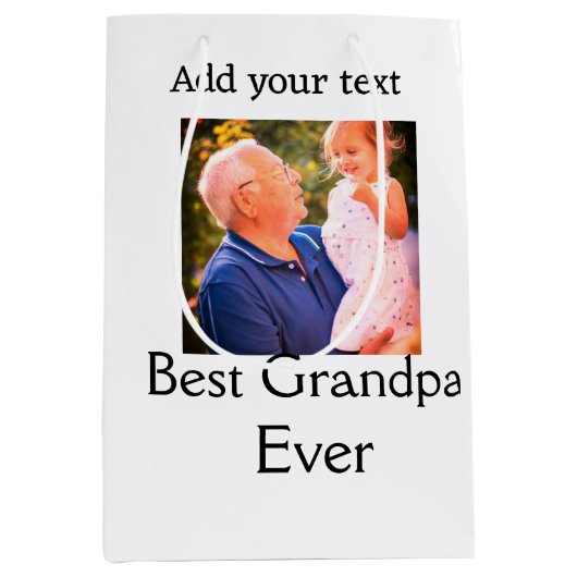 Beste opa ooit grootvader foto naam geschenken tek medium cadeauzakje (Voorkant)
