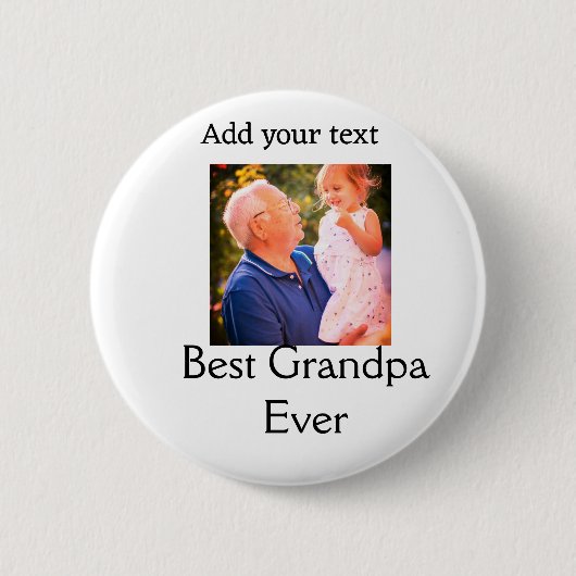 Beste opa ooit grootvader foto naam geschenken tek ronde button 5,7 cm (Voorkant)